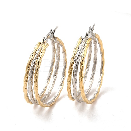 Two Tone 304 Stainless Steel Triple Circle Hoop Earrings for Women LS-EJEW-I273-01GP-1