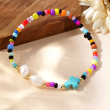 Glass Seed Beaded Stretch Bracelets LS-FX6594-5-1