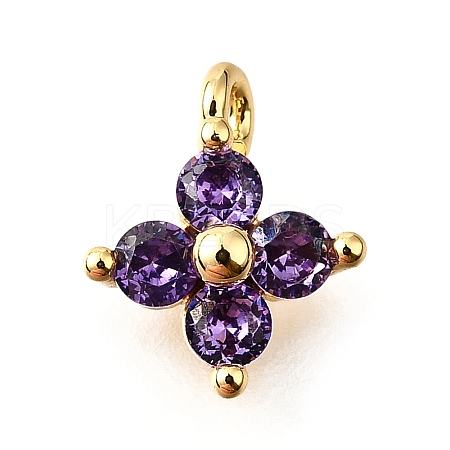 Brass Micro Pave Cubic Zirconia Pendants KK-D356-07G-G-1