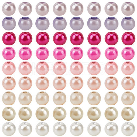 1000Pcs 10 Colors Baking Paint Pearlized Glass Imitation Pearl Round Beads HY-SP0001-01B-1