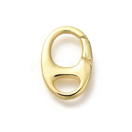 Rack Plating Oval Brass Spring Gate Rings KK-Z086-53G-05-1