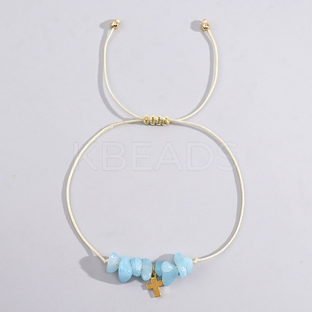 Bohemian Style Cross Natural Hemimorphite Braided Beaded Bracelets for Women XK2373-6-1