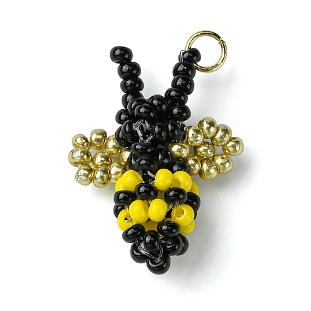 Seed Beads Beaded Charms PALLOY-MZ00295-1