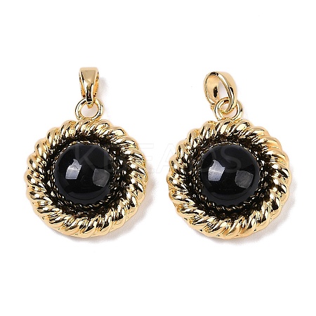 Brass with Glass and Imitation Agate Pendants KK-Q030-26G-1