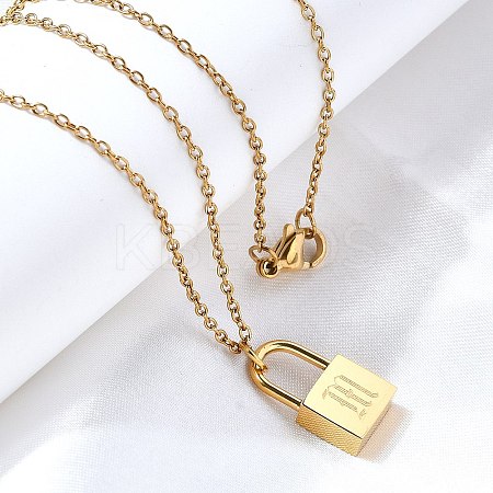 304 Stainless Steel Rolo Chain Pendant Necklaces NJEW-S444-01G-13-1