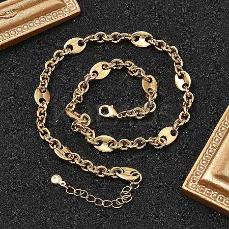Brass Oval Link Chain Necklaces for Women NJEW-F329-01G-1