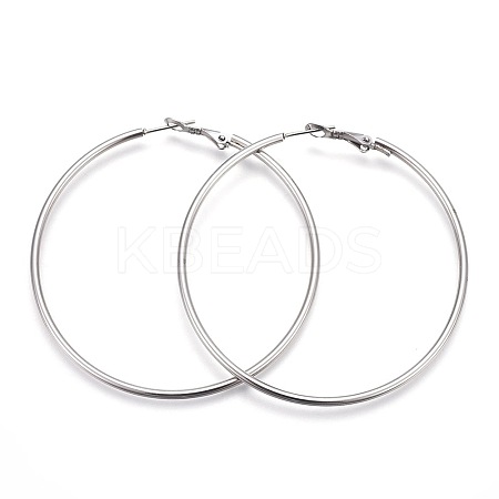 Non-Tarnish 201 Stainless Steel Hoop Earrings X-EJEW-F188-24P-D-1