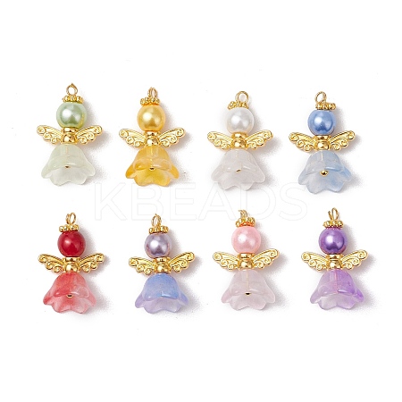8Pcs 8 Colors Glass Pendants PALLOY-JF03575-01-1