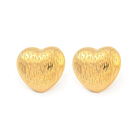 Heart 304 Stainless Steel Ear Studs EJEW-L290-029G-1