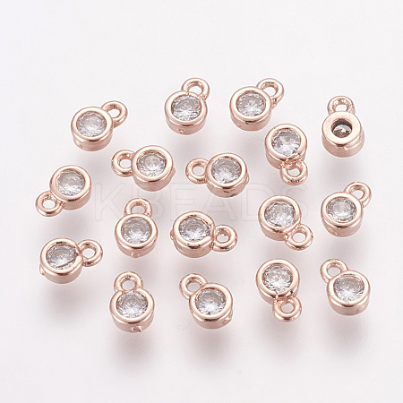 Brass Clear Cubic Zirconia Charms X-ZIRC-P068-01RG-1
