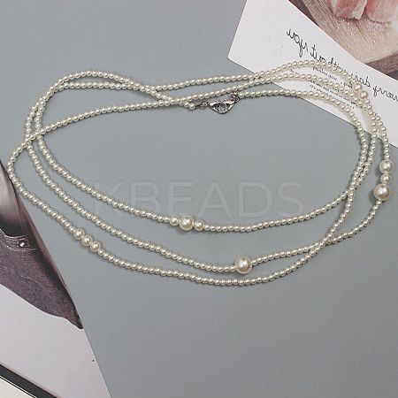 Plastic Imitation Pearl Round Beaded Waist Belly Long Chains for Women FS-WGCCA32-01-1
