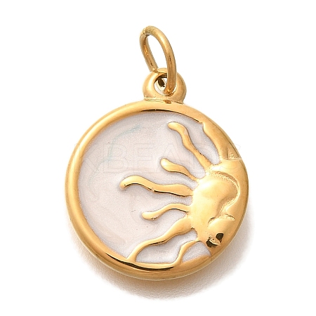 PVD Vacuum Plating 304 Stainless Steel Enamel Pendants STAS-U035-38G-1