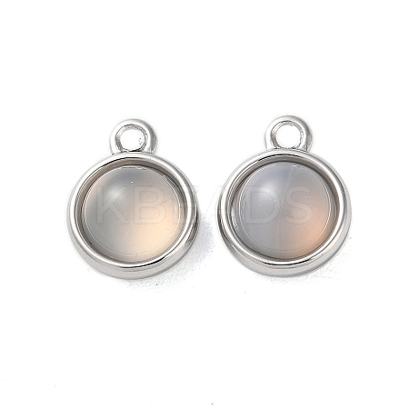Natural Grey Agate Half Round Charms STAS-L022-397D-P-1