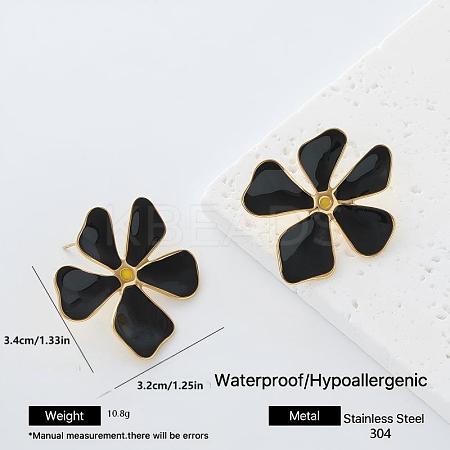 Flower 304 Stainless Steel Enamel Stud Earrings for Women QN1806-5-1