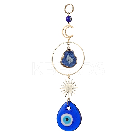 Handmade Lampwork Teardrop with Evil Eye Pendants Pendant Decorations HJEW-JM02315-1