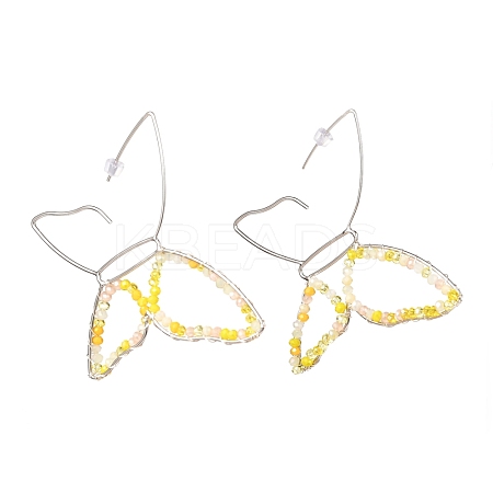 Butterfly Glass Beads Dangle Earrings for Girl Women EJEW-JE04658-02-1