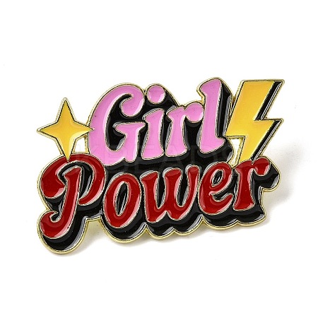 Word Girl Power Alloy Enamel Pins for Clothes for Women LS-JEWB-F043-01A-1