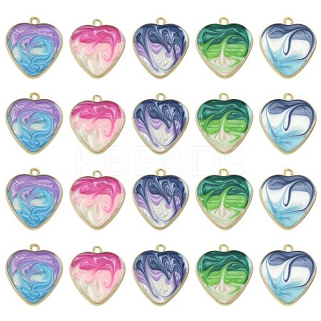20Pcs 5 Colors Rack Plating Alloy Enamel Pendants ENAM-CJ0006-63-1