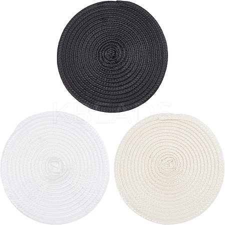 3Pcs 3 Colors Polyester Imitation Straw Round Hat Base for Millinery AJEW-CA0002-79-1