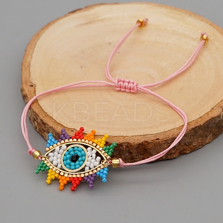 Friendship Evil Eye Loom Pattern Seed Beads Bracelets for Women BJEW-C011-07-1