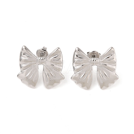 Non-Tarnish Bowknot 304 Stainless Steel Stud Earrings for Women EJEW-L272-026P-01-1