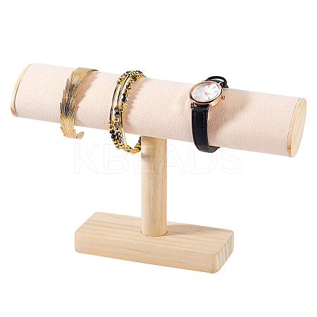 Wood & Velvet T Bar Bracelet Display Stands ODIS-WH0061-40B-1