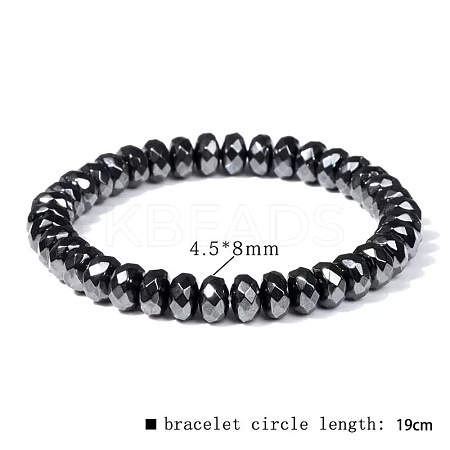 Synthetic Non-magnetic Hematite Beads Stretch Bracelets for Men RL7655-23-1