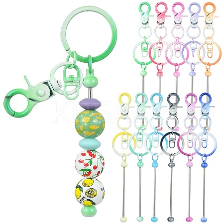 11Pcs 11 Colors Gradient Color Alloy Beadable Bar Keychain for DIY Crafts Jewelry Making KEYC-CJ0001-10-1