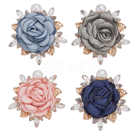 4Pcs 4 Colors Flower Cloth Pins JEWB-GO0001-17-1