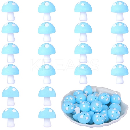 20Pcs Mushroom Silicone Focal Beads JX901I-1