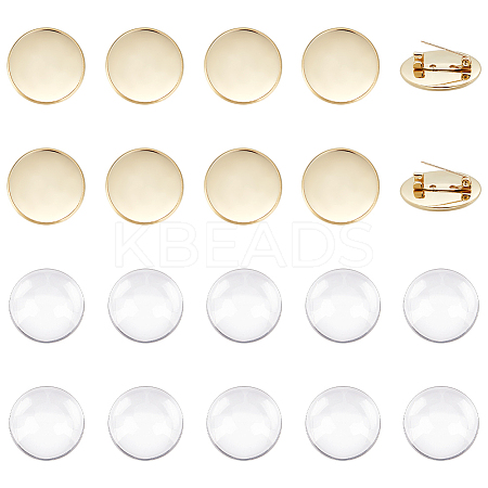 Unicraftale DIY Flat Round Blank Dome Brooch Making Kit DIY-UN0050-22G-1