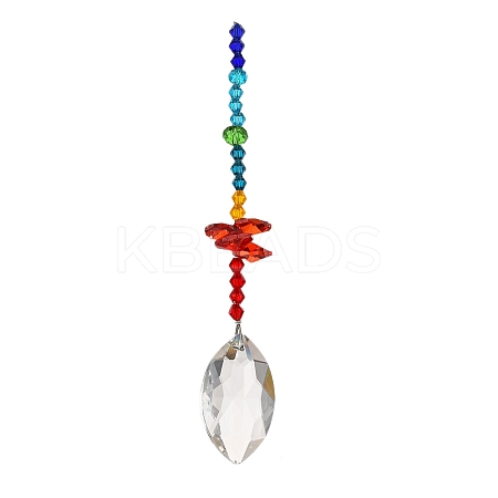 Glass & Iron Sun Catcher Pendant HJEW-K047-02P-02-1