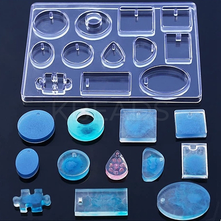 Geometrical Shape & Puzzle Piece Pendant Silicone Molds X-DIY-D076-03-1