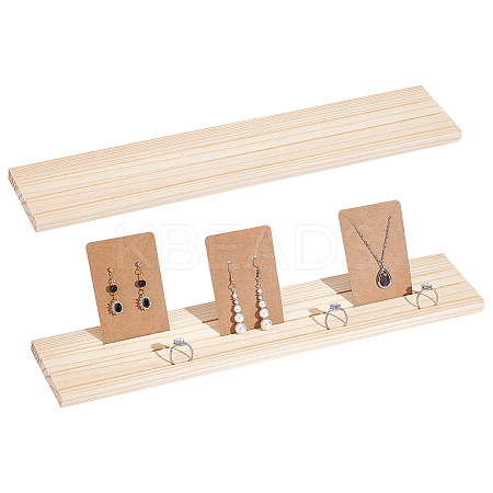 3-Slot Wood Earring Display Cards Stands LS-ODIS-WH0070-01-1