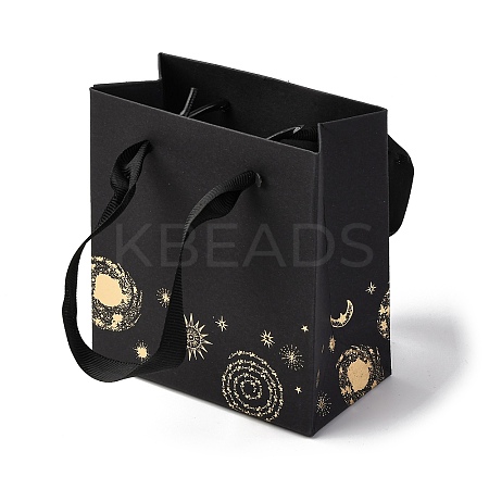 Sun Moon Star Printed Paper Gift Bags with Cotton Handles CARB-F013-02-1