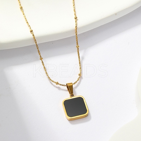 Natural Shell Square Pendant Necklace EH4295-2-1