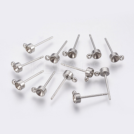 Non-Tarnish 201 Stainless Steel Stud Earring Findings LS-STAS-P196-05-1