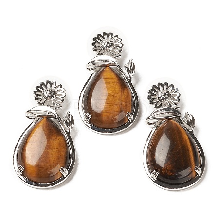 Natural Tiger Eye Pendants G-A031-02P-07-1