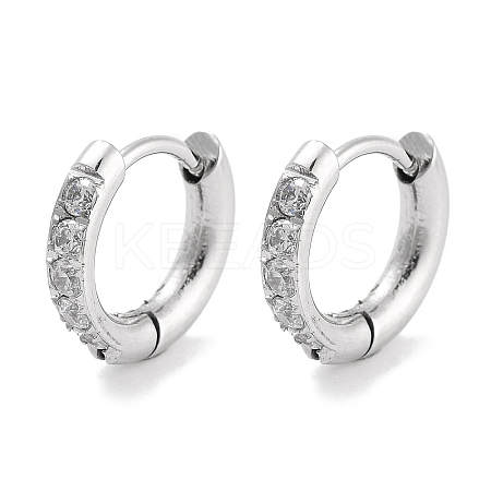 304 Stainless Steel Micro Pave Clear Cubic Zirconia Huggie Hoop Earrings EJEW-C096-01C-P-1