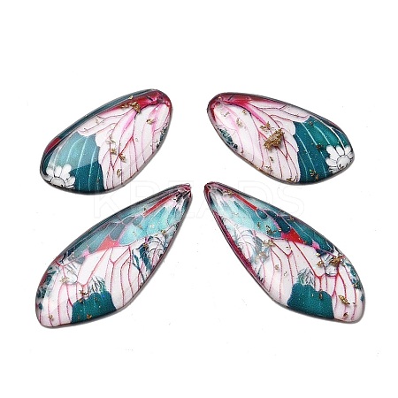 4Pcs Transparent Epoxy Resin Butterfly Wings Pendants RESI-C057-02B-1