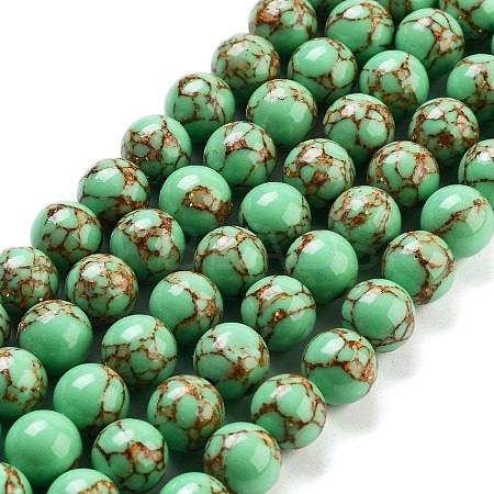 Synthetic Gold Line Turquoise Beads Strands G-H026-01D-03-1