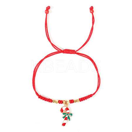 Christmas Theme Adjustable Glass Braided Bead Bracelets KU7827-1-1