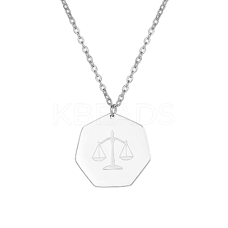 Non-Tarnish Constellation Libra 304 Stainless Steel Pendant Necklaces for Women SK1865-2-1