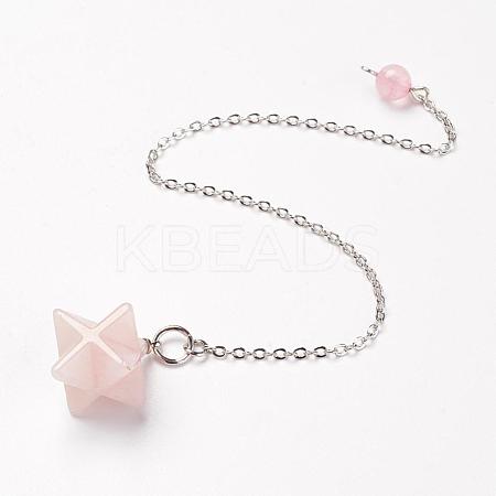 Chakra Natural Rose Quartz Dowsing Pendulums G-F516-01C-1