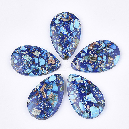 Assembled Synthetic Imperial Jasper and Natural Lapis Lazuli Pendants G-S329-075-1