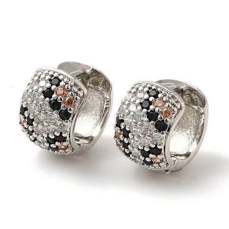 Rack Plating Brass Micro Pave Clear Cubic Zirconia Hoop Earrings EJEW-B062-27P-1