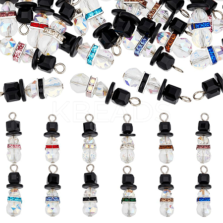 24Pcs 12 Colors Faceted Glass Pendants PALLOY-PH01807-1