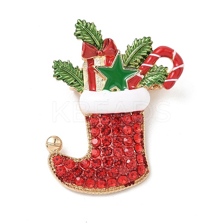 Christmas Alloy Rhinestone Brooch for Backpack Clothes LS-JEWB-I045-01KCG-03-1