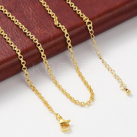 Brass Double Link Chains Necklaces for Women NJEW-D302-37G-1