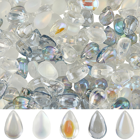 150Pcs 5 Colors Transparent Spray Painted Glass Charms GLAA-SC0002-16A-1